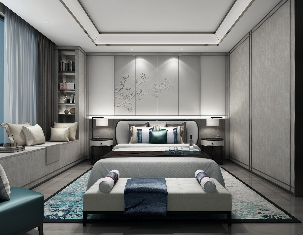新中式风格别墅室内设计家装案例-卧室