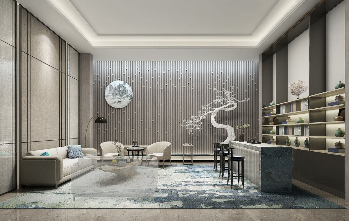 新中式风格别墅室内设计家装案例-茶室